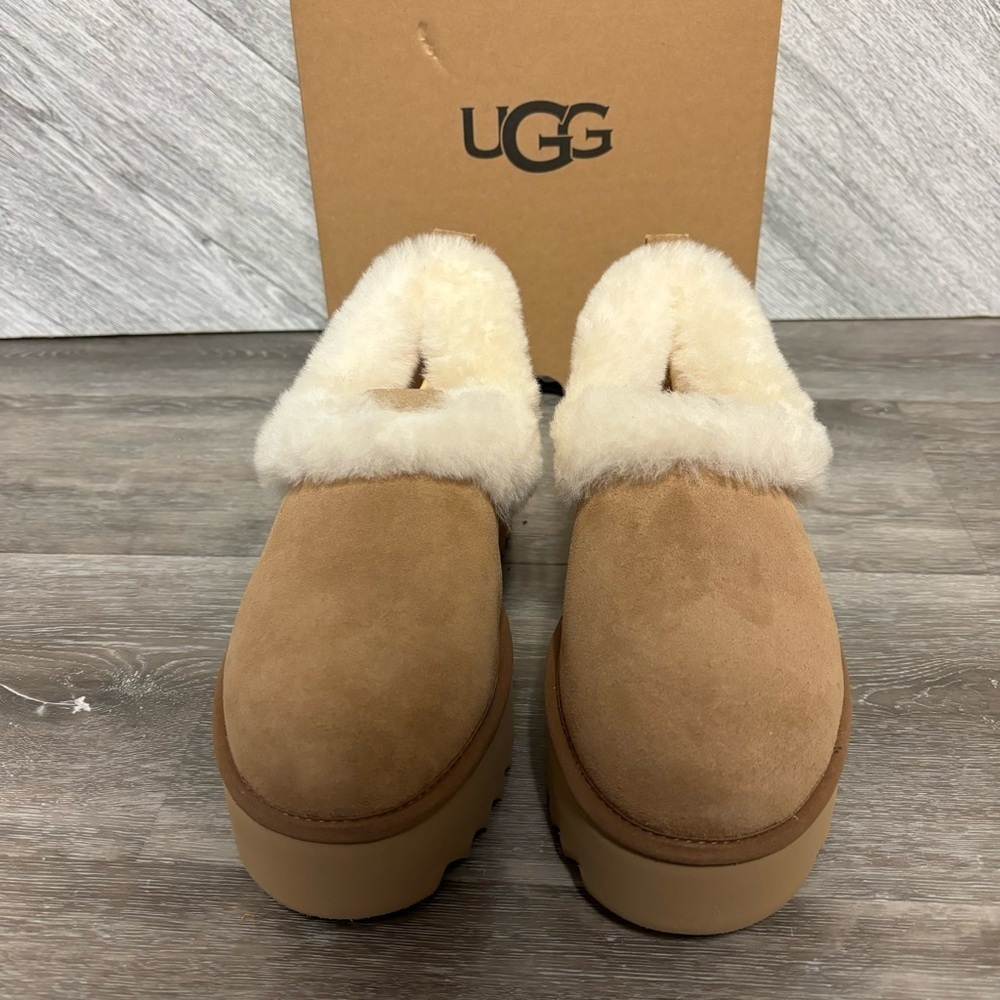 UGG | Nita Platform Ultra Mini Bootie Slippers Chestnut New In Box - Picture 3 of 10